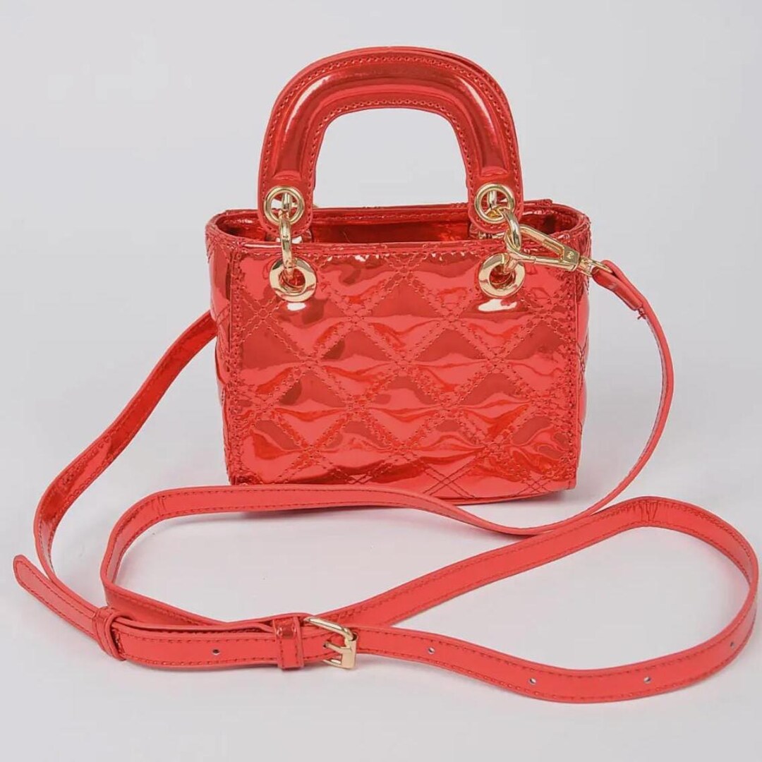 Red Mini Handbag Red Glossy Mini Tote Bag - Etsy