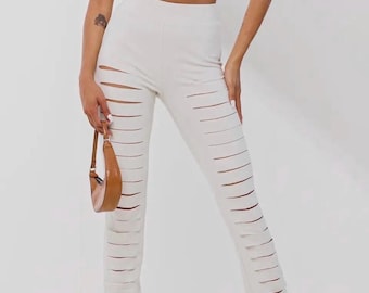Front Cutout Detail Crop Top and Pant Set