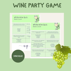 Fun Wine Trivia Game for White Wine Lovers - Instant Download PDF, Boost Your Wine Knowledge with this Printable Wine Game