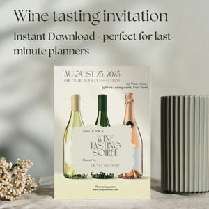 Invitation à une soirée de dégustation de vin | Invitation modifiable élégante de partie de vin | Téléchargement numérique | Modèle de toile | Essayez avant d&#39;acheter