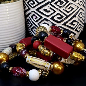 Maroon and Gold HBCU Inspired Game Day Beaded Bracelet Stack, Wrist Wear, Gift for her, Everyday Wear, College Game Day Stacked and Styled