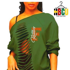 Rattlers Ripped Off-Shoulder Sweatshirt: HBCU Game Day Style