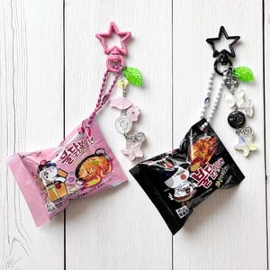 Spicy Ramen Keychain, K Noodles Bag Keychain, Handmade Food Charm, Food Gifts