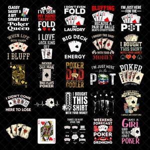 Poker Png Bundle, Poker Cards, Digital Download, Casino lover, Poker Shirt, Deck Cards, Poker Player, Bundle Sublimation, Instant Download