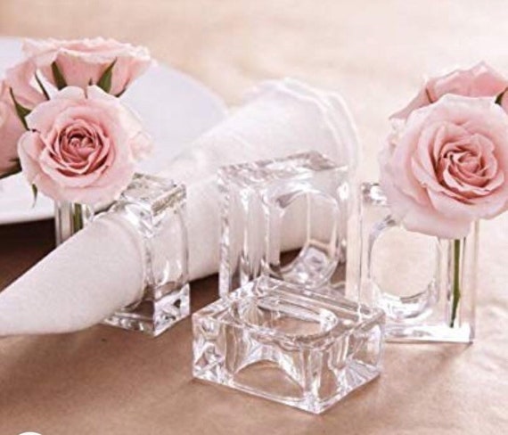 Square Acrylic Bud Vase Napkin Rings For Each Placesetting Etsy