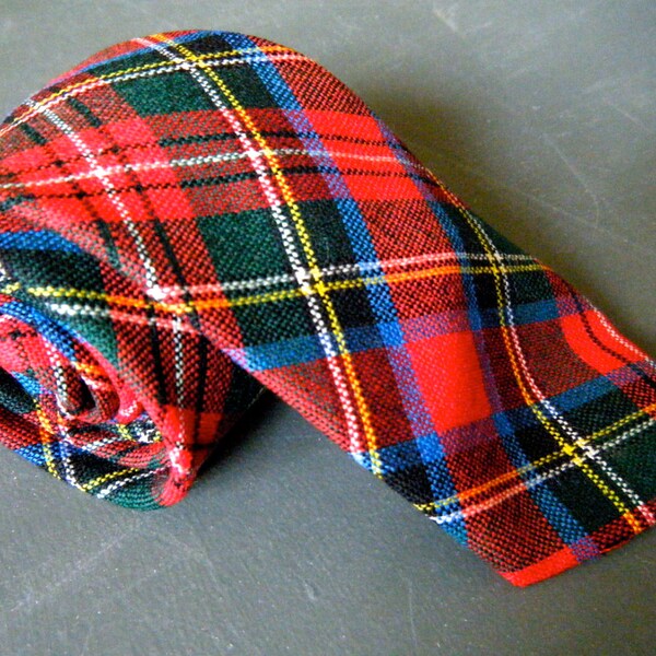 Stewart Tartan Plaid Tie, Wool, Traditional Prince Charles Edward, Red and Green, Everyday Punk and Perfect for Burns NIght and Christmas