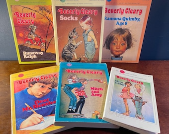 Beverly Cleary Book Set, Ediciones de la década de 1980, Ideal para niñas o niños, Set de 6, Ilustraciones y obras de arte retro, Regalo vintage perfecto, Pascua