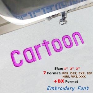 Cartoon Embroidery Font BX, Pes Dst Exp Jef VP3 Hus Xxx, Bx Font, Size: 1'' 2'' 3'' Machine Embroidery, Brother Pes font, Bx Embroidery Font