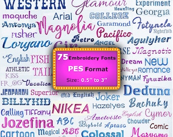 PES-borduurlettertypen voor Brother-machine, 75 PES-lettertypen, moderne borduurlettertypen, digitale download