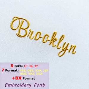 Brooklyn Embroidery Font, BX Font, PE Font for Embroidery, Script Embroidery Font, PES font Fonts For Embroidery Pes Dst Jef VP3 Exp Hus Xxx