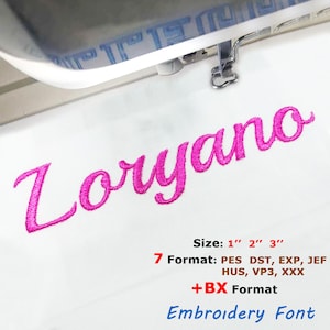 Cursive Embroidery Font, BX Font, Pes Font, Dst Hus Jef VP3 Exp Xxx, Digitized Embroidery Font, Script Embroidery Font, Digital Download
