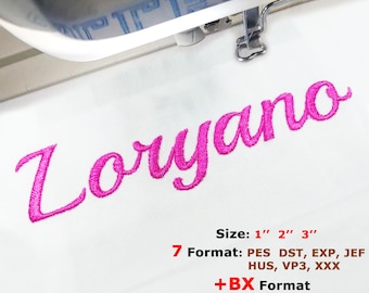 Cursive Embroidery Font, BX Font, Pes Font, Dst Hus Jef VP3 Exp Xxx, Digitized Embroidery Font, Script Embroidery Font, Digital Download