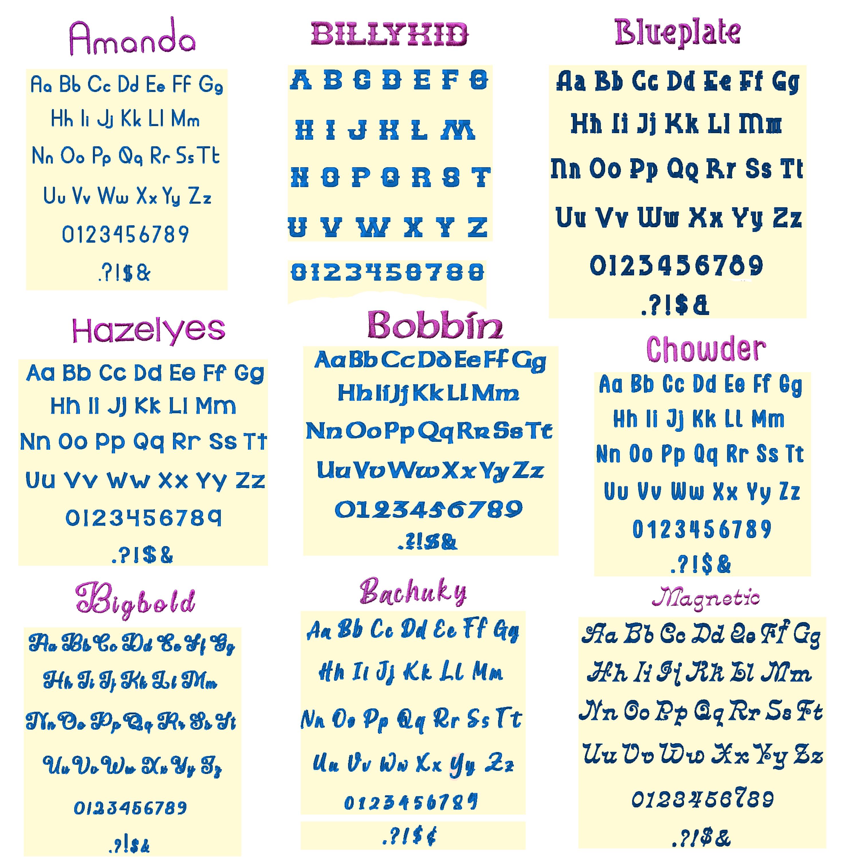 BX Embroidery Fonts Bundle, 75 BX Fonts, Embrilliance BX Fonts, Machine ...