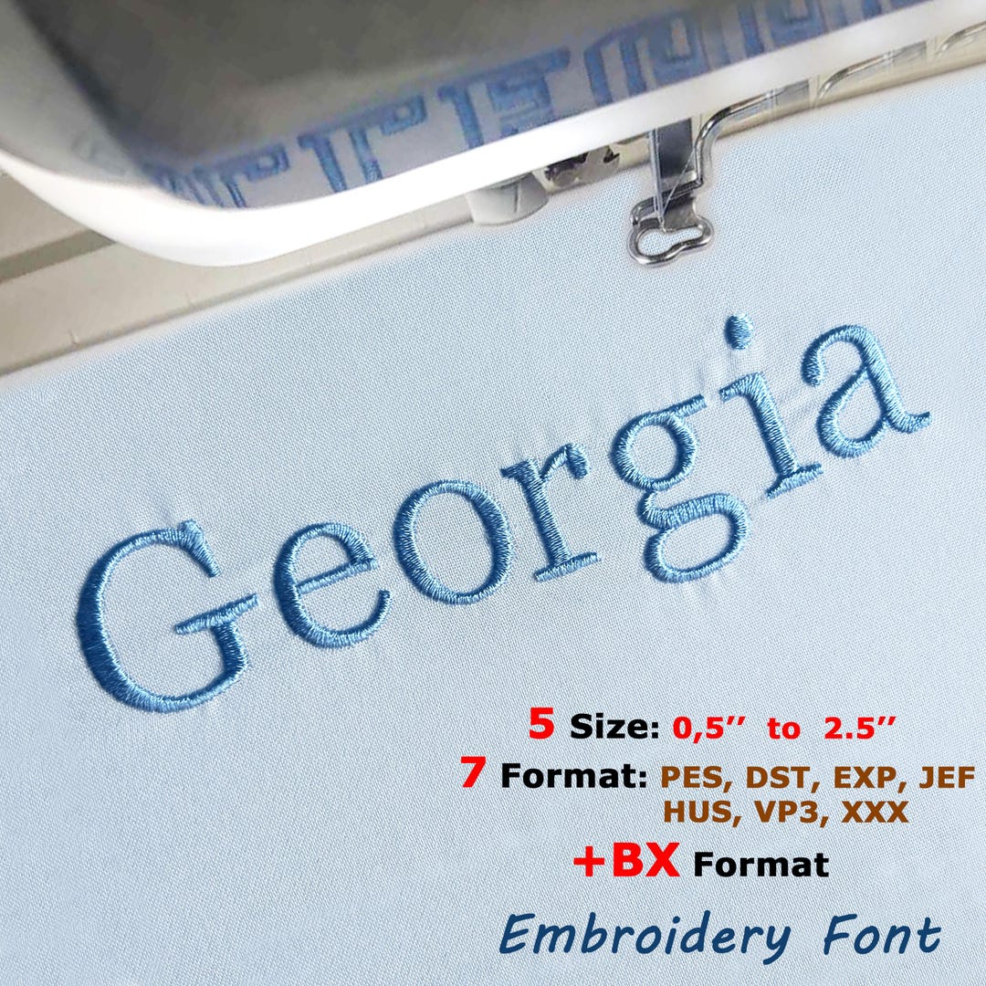 Georgia Embroidery Font, Cursive Embroidery Font, BX Font, Pes Dst Hus ...