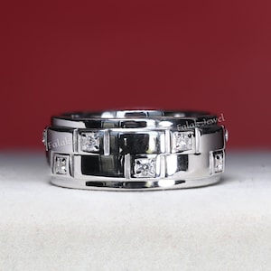 Men&#39;s Engagement Band, 925 Sterling Silver Band, 1.8 Ct Round Diamond Ring, Anniversary Gift&#39;s For Husband, Father&#39;s Day Gift, Men&#39;s Ring