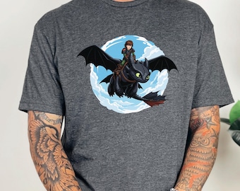 How To Train Your Dragon Shirt, Toothless Flying Shirt, Hiccup Horrendous Shirt, Toothless And Hiccup Flying Dragon Shirt Dragon Tee  373458