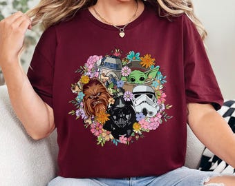 Disney Floral Star Wars Shirt Mandalorian Shirt Grogu Shirt Galaxy's Edge Tee Darth Vader Shirt Chewbacca Shirt This Is The Way Shirt 372693