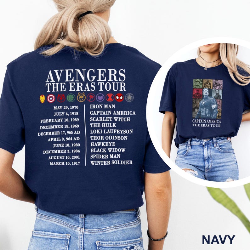 Avengers The Eras Tour Shirt Marvel Super Heroes Two Sided Shirt Captain America Ironman Tee, The Hulk Shirt, Spider-Man Eras Shirt 372477 image 7