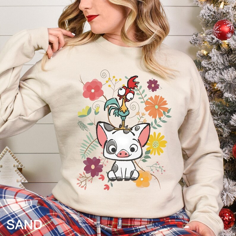 Floral Moana Sweatshirt Disney Moana Sweatshirt Moana Pua Hei Hei Hoodie, Moana 2 Sweatshirt, Disneyworld Autumn Cozy Crewneck 372365 image 5