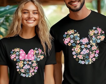 Disney Flower Mickey Minnie Shirt Disney Garden Festival Shirt Mickey Minnie Head Shirt, Floral Disney Shirt, Disney Flower Girls Tee 372835