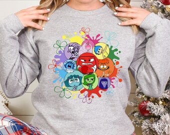 Inside Out 2 All The Feels Sweatshirt, Pixar Inside Out Hoodie, Joy Anger Anxiety Fear Ennui Envy Sadness Embarrassment Sweatshirt, 372338