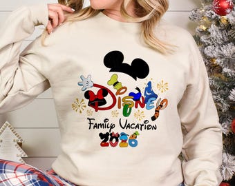 Disney Family Vacation 2026 Sweatshirt, Disney Matching Sweatshirt Mickey Minnie Sweatshirt, Disney 2026 Trip Crewneck Disney Hoodie 372498
