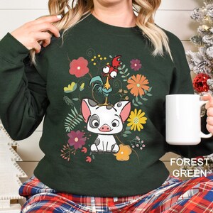 Floral Moana Sweatshirt Disney Moana Sweatshirt Moana Pua Hei Hei Hoodie, Moana 2 Sweatshirt, Disneyworld Autumn Cozy Crewneck 372365 image 7