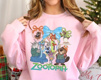 Coquette Mirror Zootopia Sweatshirt, Judy Hopps Nick Wilde Sweatshirt, Welcome To Zootopia Disney Hoodie, Locket Zootopia Crewneck 374522