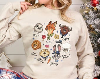 Disney Zootopia 2 Signatures Sweatshirt, Walt Disney World Sweatshirt, Zootopia Characters Hoodie, Disneyland Zootopia Crewneck 374504