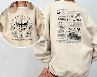 Basgiath War College Sweatshirt Fourth Wing Double Sided Sweatshirt Dragon Riders Hoodie Fourth Wing Crewneck Bookish Gift Hoodie 374306