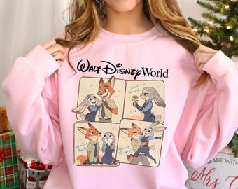 Disney Zootopia Photo Booth Sweatshirt, Judy Hopps Nick Wilde Selfie Hoodie, Walt Disney World Hoodie, Zootopia Family Trip Crewneck 374656