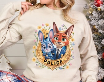 Zootopia Police Badge Sweatshirt, Judy Hopps Sweatshirt, Nick Wilde Sweatshirt, Welcome To Zootopia Hoodie, Zootopia Police Crewneck 373856