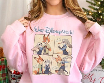 Walt Disney World Sweatshirt, Disney Zootopia 2 Hoodie, Judy Hopps Nick Wilde Gary De'Snake Sweatshirt, Disneyland Zootopia Crewneck 374502