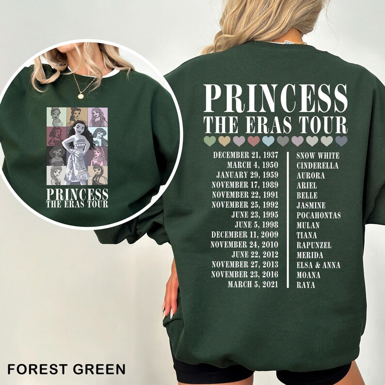 Sudadera Princesa Moana Eras Sudadera Regalo Princesa Disney Sudadera Princesa Eras Tour Disney Sudadera con capucha Viaje Familiar Princesa Cuello Redondo 372325 imagen 5