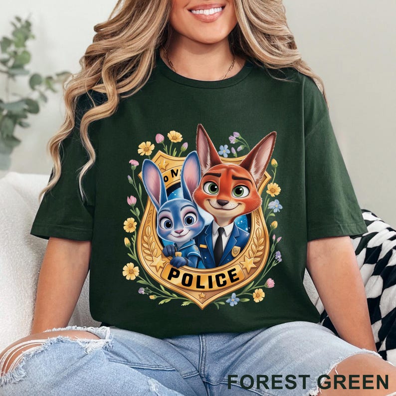 Chemise avec insigne de police Zootopia, chemise Judy Hopps, chemise Nick Wilde, chemise Disney Welcome To Zootopia, t-shirt police Zootopia 373856 image 6