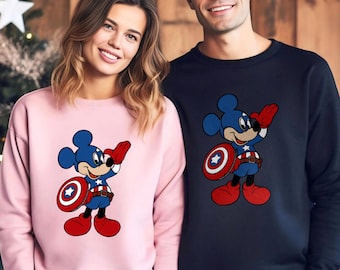 Superhero Mickey Sweatshirt, Captain America  Sweatshirt, Avengers Mickey Hoodie, Superhero Mickey Hoodie, Captain America Crewneck 372472
