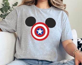 Disney Captain America Couple Shirt Marvel Mickey Minnie Tee Superheroes Couple Shirt Marvel Matching Shirt 372467