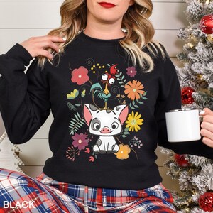 Floral Moana Sweatshirt Disney Moana Sweatshirt Moana Pua Hei Hei Hoodie, Moana 2 Sweatshirt, Disneyworld Autumn Cozy Crewneck 372365 image 4