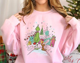 Grinch and Max Grinchmas Sweatshirt Christmas Whoville Winter Sweatshirt Christmas Family Crewneck Grinchy Christmas Nostalgic Hoodie 374160