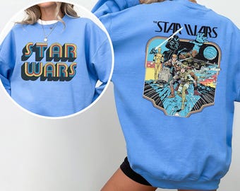 Sudadera retro de la película Disney Star Wars de los 90, sudadera vintage con capucha para fans de Star Wars, cuello redondo familiar de Disney Star Wars 372634