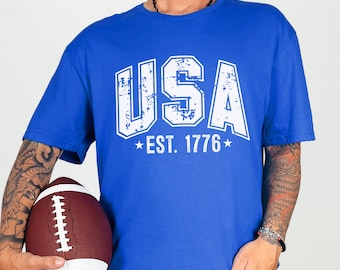 Camiseta del 4 de julio de EE. UU. fundada en 1776, camiseta retro con estampado del 4 de julio de EE. UU. fundada en 1776, top moderno con estampado personalizado, ropa casual y linda 376014