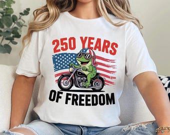 Camiseta de rana "250 años de libertad", divertida camiseta patriótica para motociclistas, camiseta de rana del 4 de julio, camiseta de motocicleta "USA Freedom" 374886