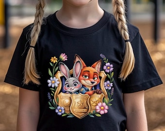 Floral Zootopia Police Badge Shirt, Judy Hopps Shirt, Nick Wilde Shirt, Welcome To Zootopia Disney Shirt, Zootopia Police Gift Shirt 373858