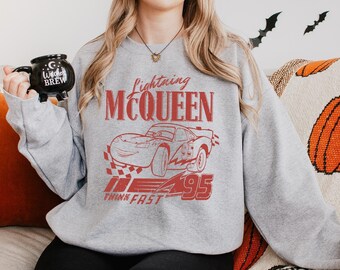 Vintage Disney Cars Lightning McQueen Sweatshirt, Disney Family Sweatshirt, Disney Birthday Cars Sweatshirt, Disney Trip Sweatshirt, 371322