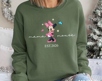 Minnie Mouse Mama Sweatshirt Disney Mama Sweatshirt Custom Minnie Sweatshirt First Mom Gift Sweatshirt Minnie Mama Gigi  Sweatshirt 371345