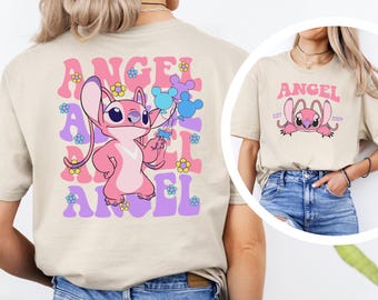 Disney Angel Est 2004 Shirt Two Sided Cute Angel Shirt Floral Stich Angel Shirt, Disneyland Trip Shirts Girly Stitch Angel Gift Shirt 373915