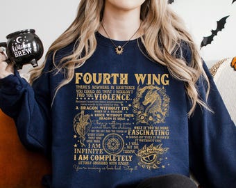 Fourth Wing Sweatshirt Basgiath War College Dragon Rider Violet Sorrengail Hoodie Fantasy Reader Crewneck Bookish Sweatshirt 374638