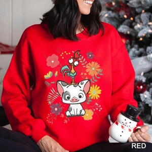 Floral Moana Sweatshirt Disney Moana Sweatshirt Moana Pua Hei Hei Hoodie, Moana 2 Sweatshirt, Disneyworld Autumn Cozy Crewneck 372365 image 3