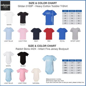 the sizes and colors of a t - shirt