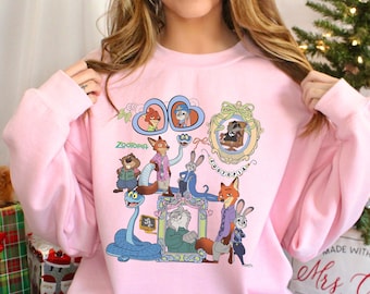 Coquette Mirror Zootopia Sweatshirt, Judy Hopps Nick Wilde Sweatshirt, Welcome To Zootopia Disney Hoodie, Locket Zootopia Crewneck 374506